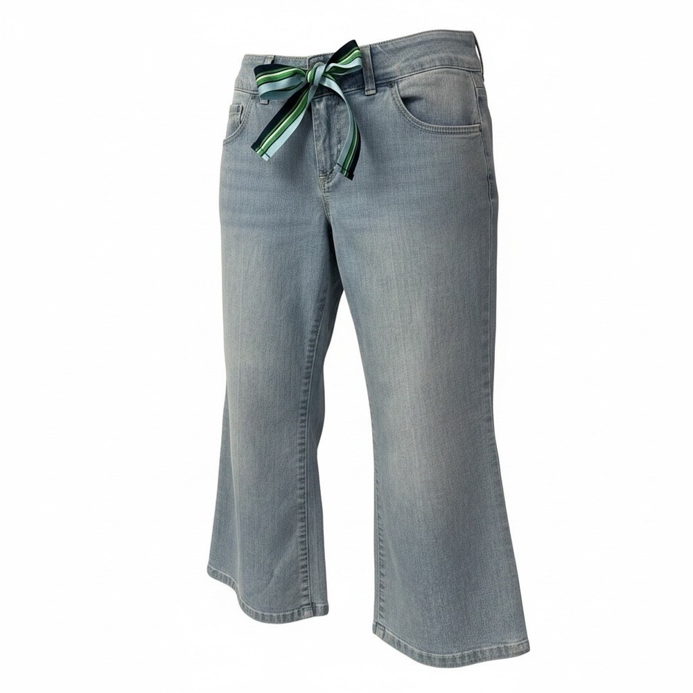 Tommy Hilfiger Vintage Jeans Women 7 Ribbon Belt Flare Leg Light Wash Blue 90s